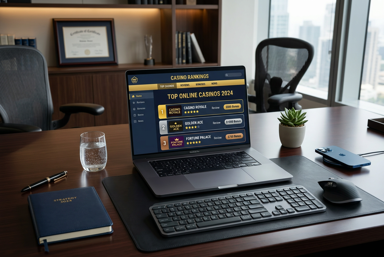 Top rated casino platforms ranking on a digital display